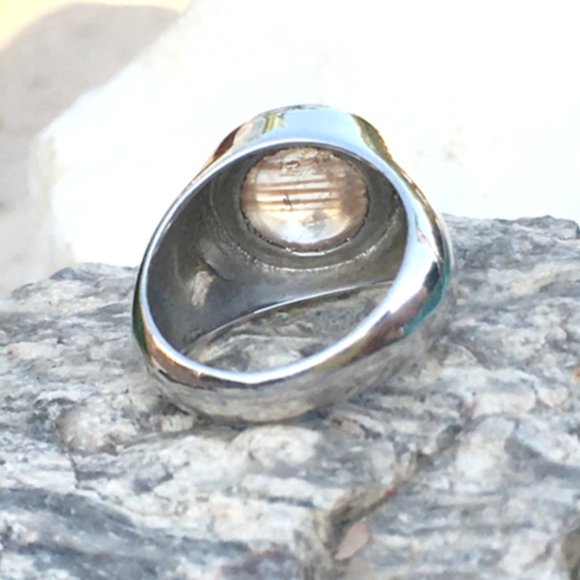 Rutilated Quartz .925 Silver Ring Natural Gemstone Size 5 - Picture 15 of 16